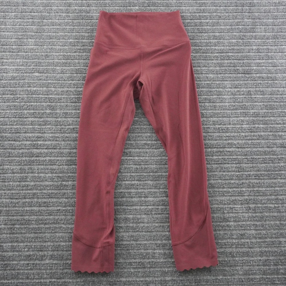 Lululemon Align Scallop Hem High-Rise Crop Leggings Womens Size 4 Burgundy Yoga